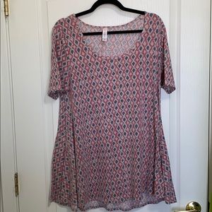 Lularoe Perfect T Red and Grey Aztec